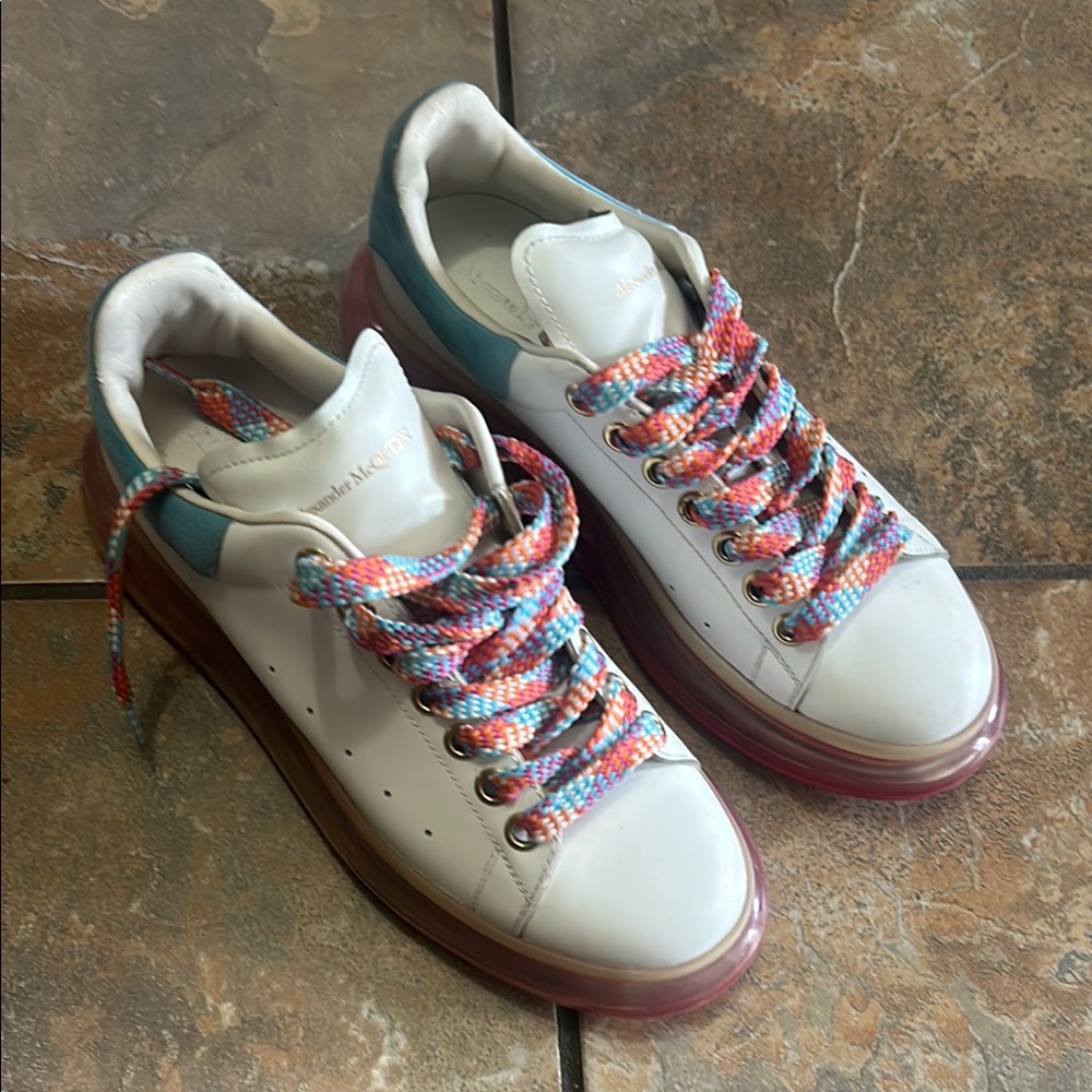Women's White and Multicolor Alexander McQueen Sneakers without box